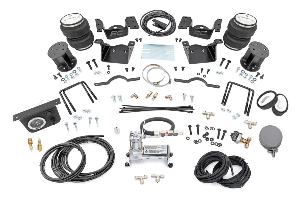 GMC Sierra 3500 HD Air Spring Kit - Rear - Rough Country - 7.5 Inch Lift Kit w/compressor - '11-'19